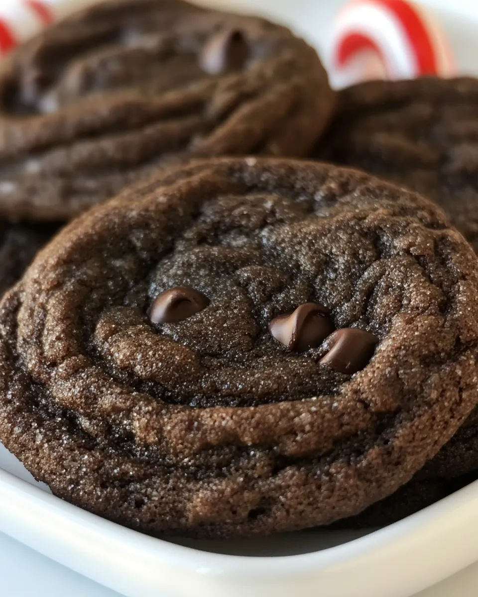 Easy Chocolate Candy Cane Kiss Cookies recipe photo