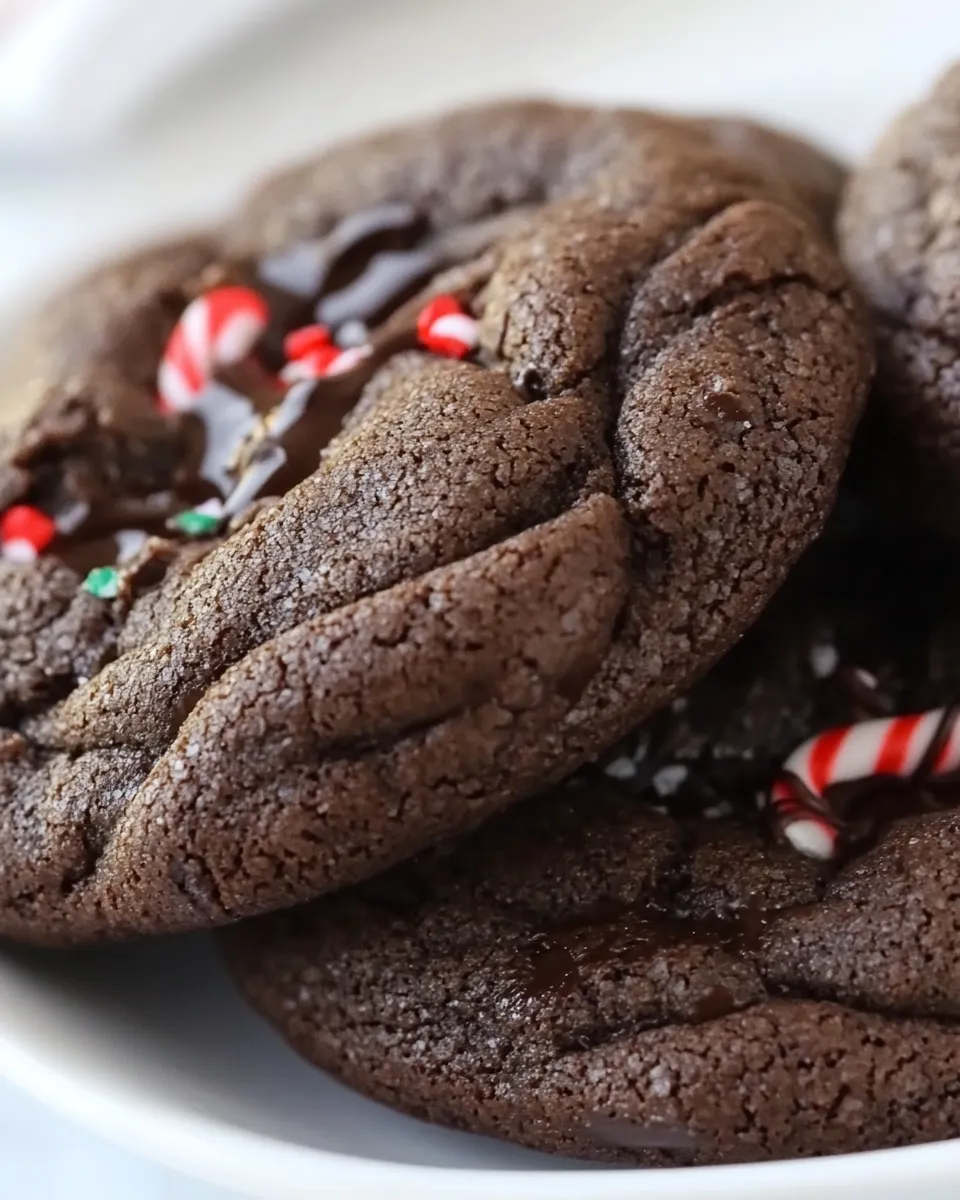 Delicious Chocolate Candy Cane Kiss Cookies shot