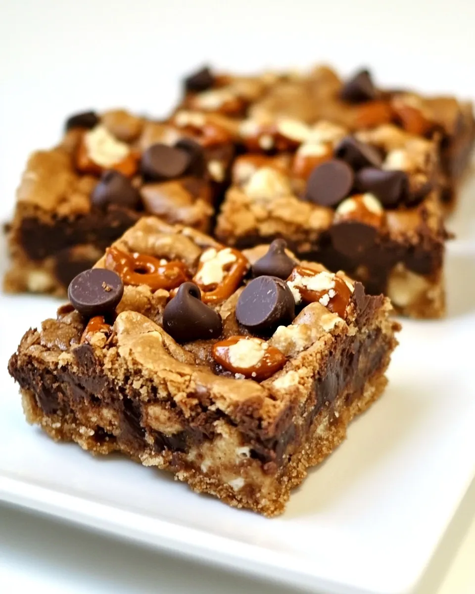 Delicious Chocolate Chip & Pretzel Cookie Bars shot