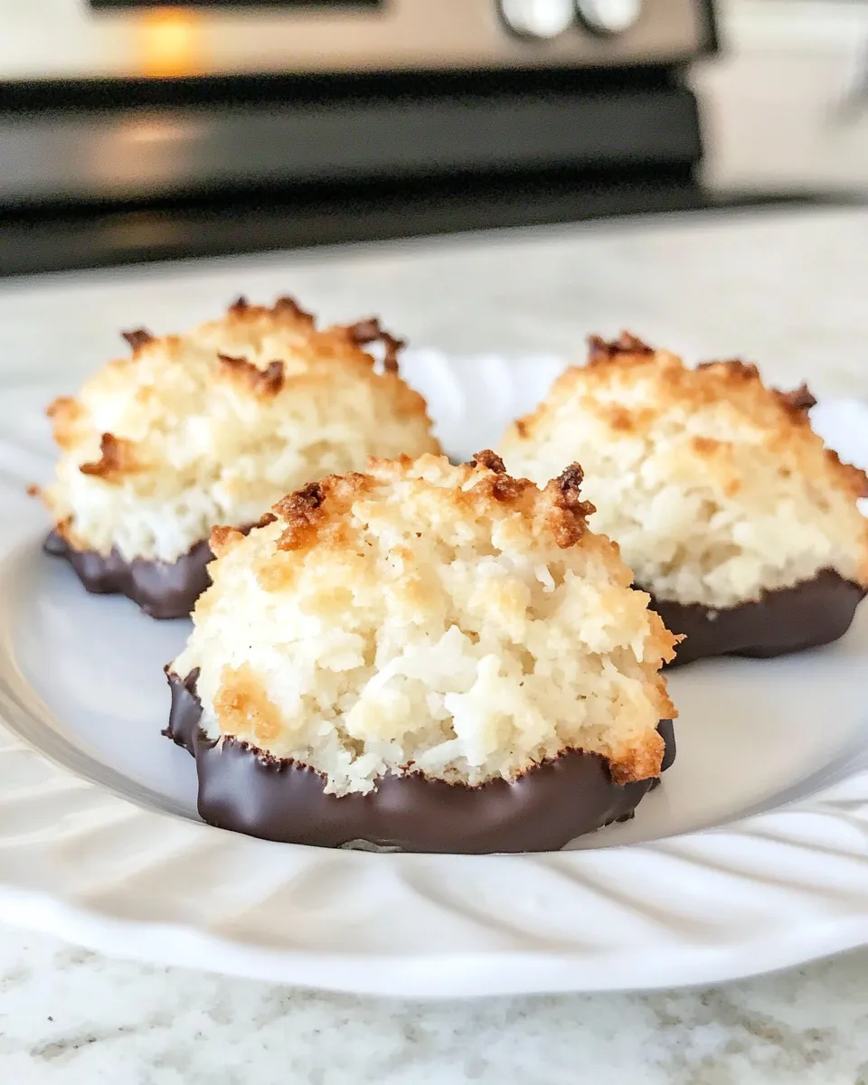 Homemade Chocolate Dipped Coconut Macaroons photo