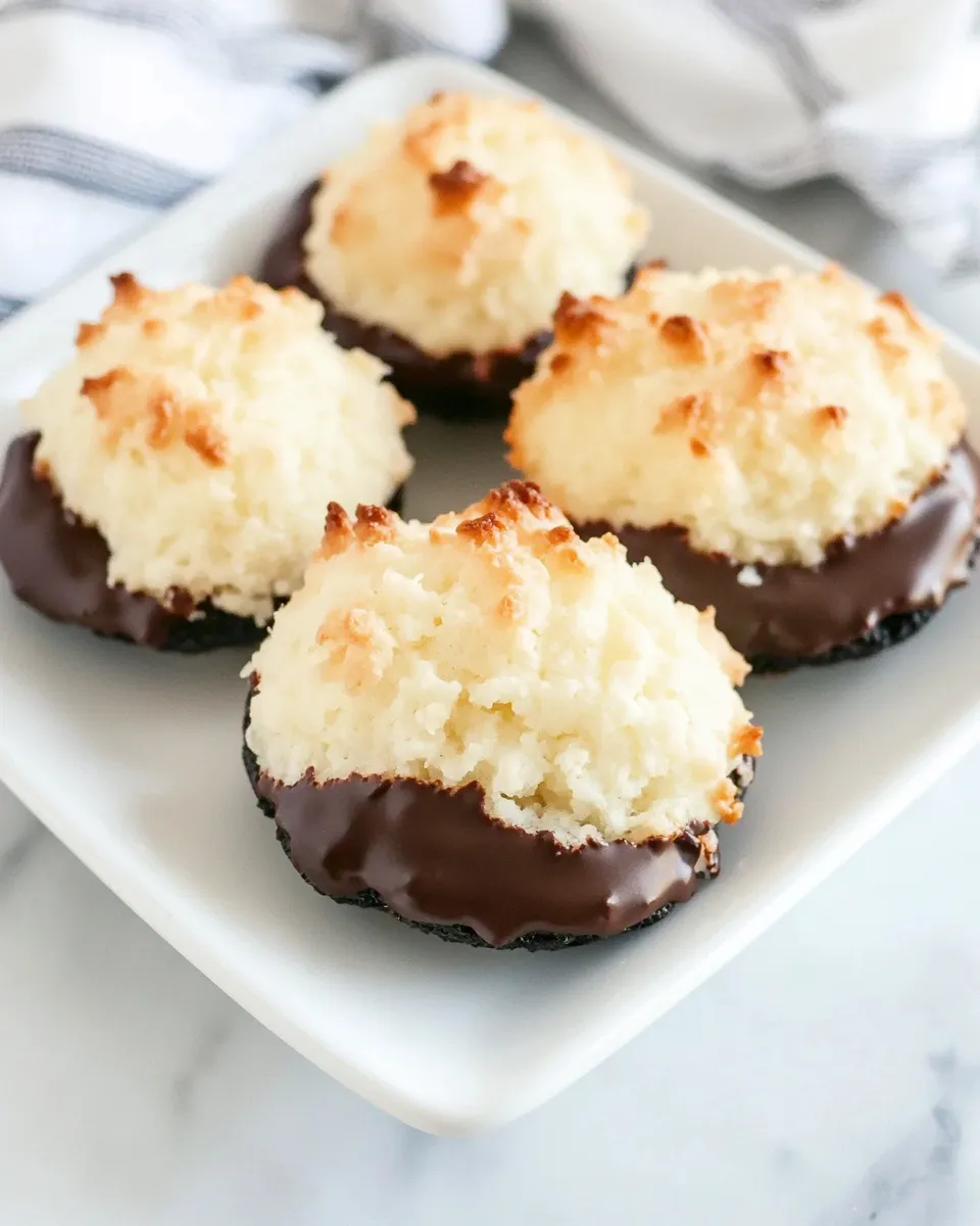 Classic Chocolate Dipped Coconut Macaroons image