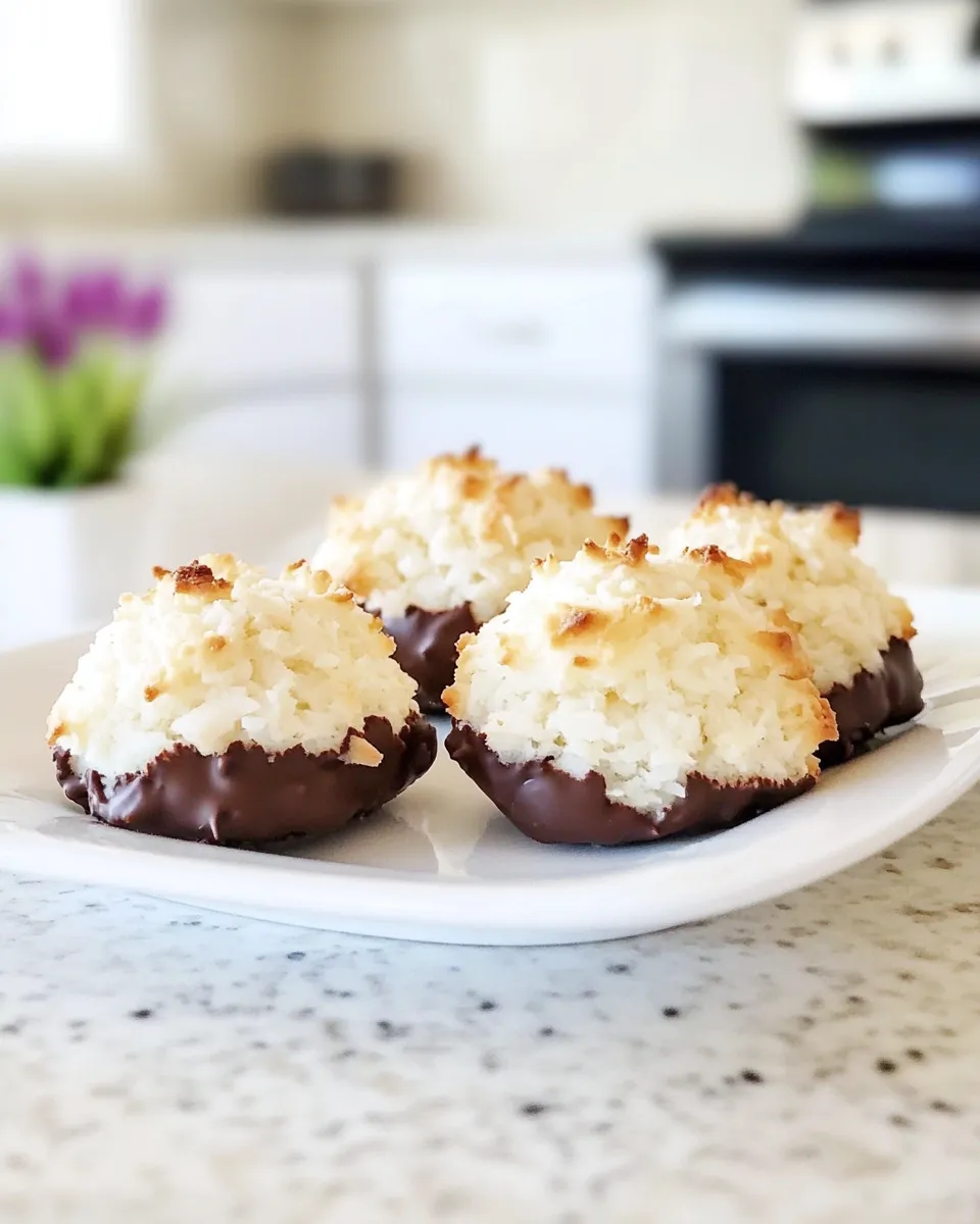 Delicious Chocolate Dipped Coconut Macaroons shot