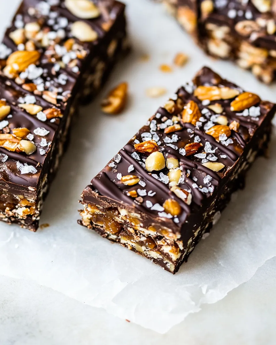 Amazing Chocolate Dunked Salted Honey Nut Bars. picture