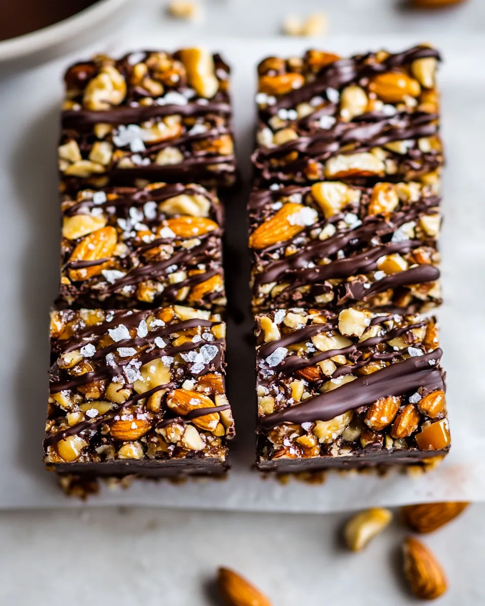 Ultimate Chocolate Dunked Salted Honey Nut Bars. dish image