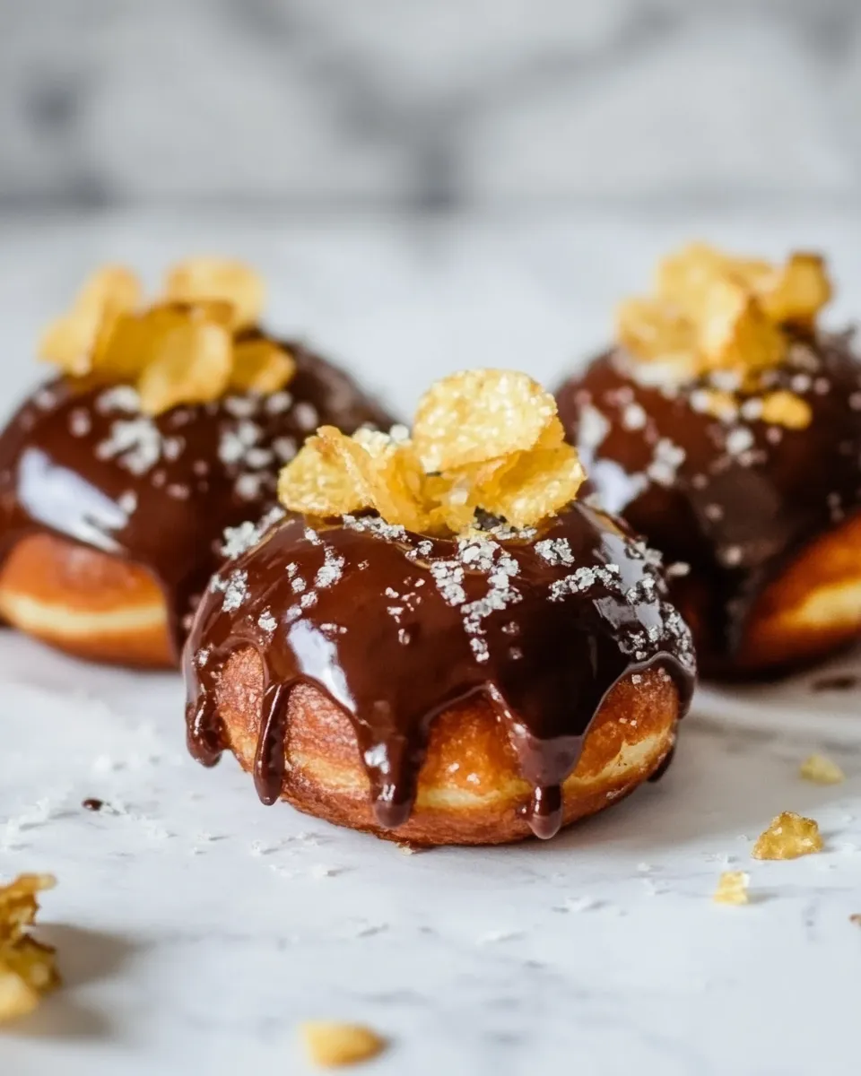 Perfect Chocolate Frosted Raised Donuts (with, um, crunchy kettle potato chips.) recipe photo