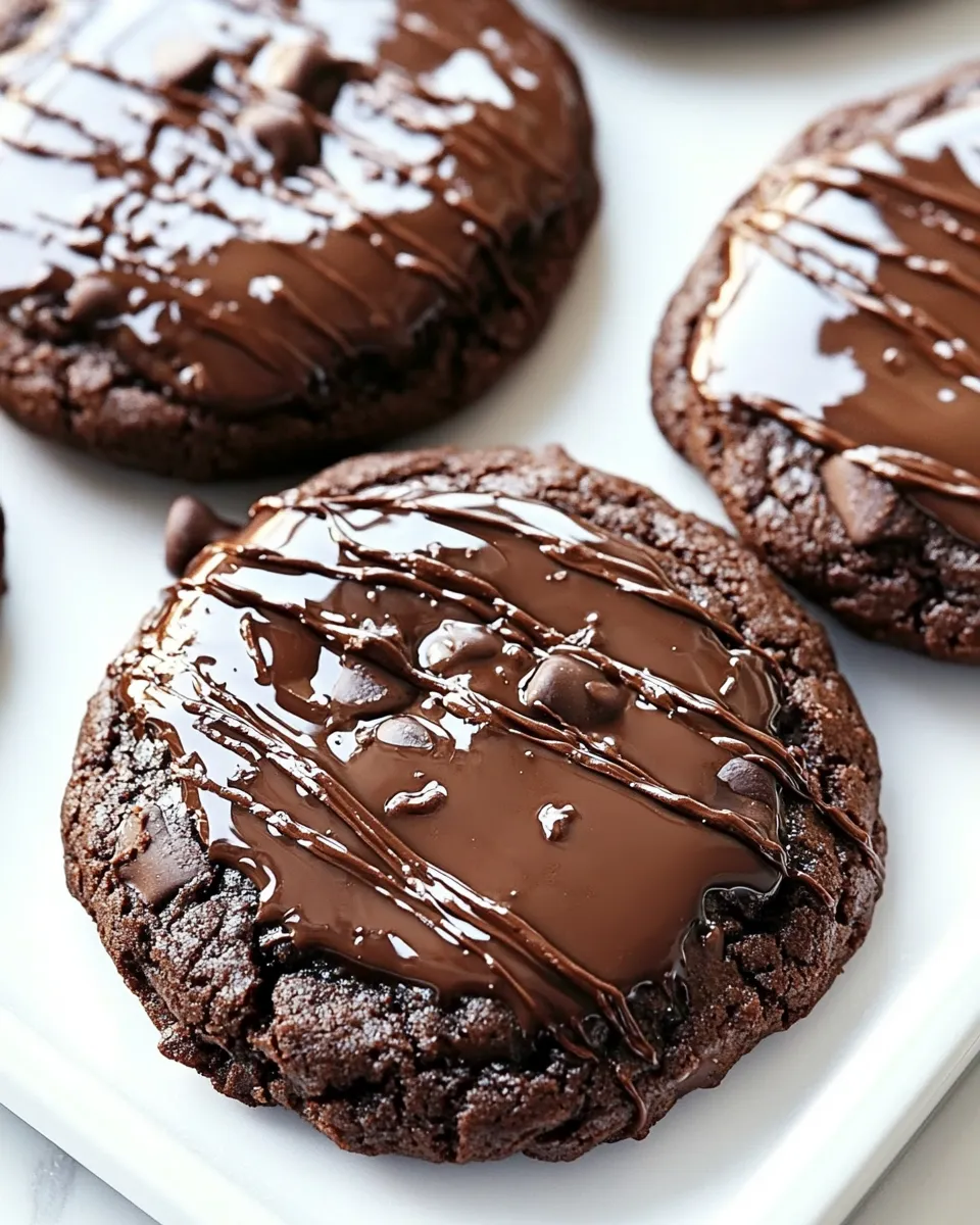 Homemade Chocolate Glazed Double Chocolate Chip Cookies photo