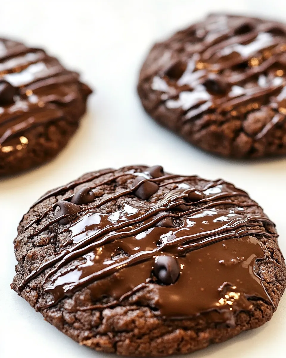 Classic Chocolate Glazed Double Chocolate Chip Cookies image