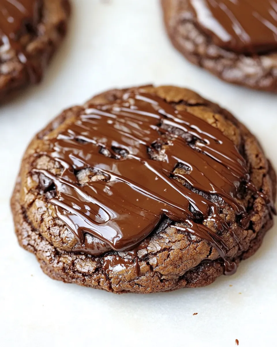 Easy Chocolate Glazed Double Chocolate Chip Cookies recipe photo