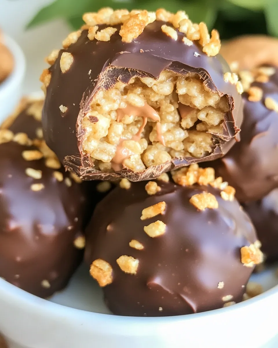 Homemade Chocolate Peanut Butter Balls with Rice Krispies photo