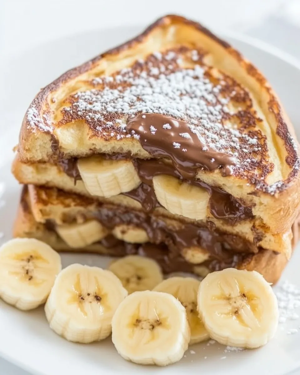 Homemade Chocolate Peanut Butter Banana Stuffed French Toast photo