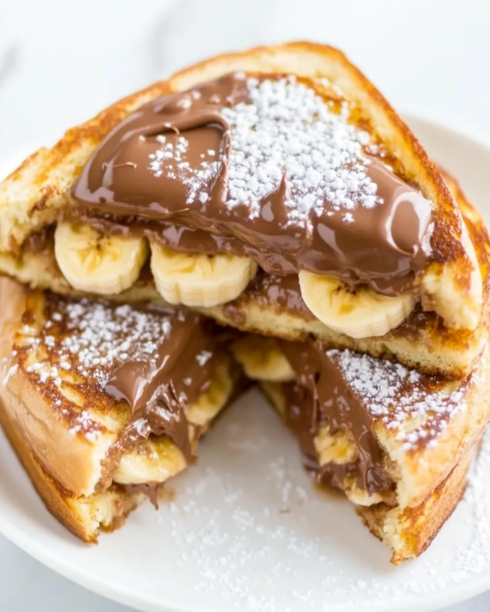 Delicious Chocolate Peanut Butter Banana Stuffed French Toast shot
