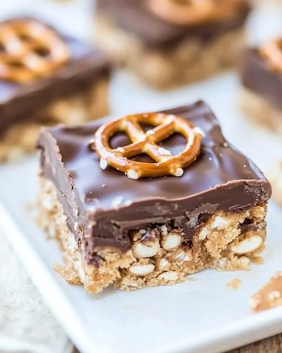 Easy Chocolate Peanut Butter Pretzel Bars image