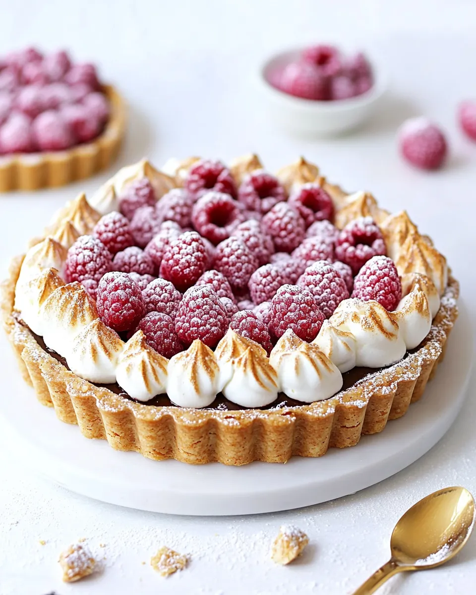 Best Chocolate Raspberry Smores Tart food shot