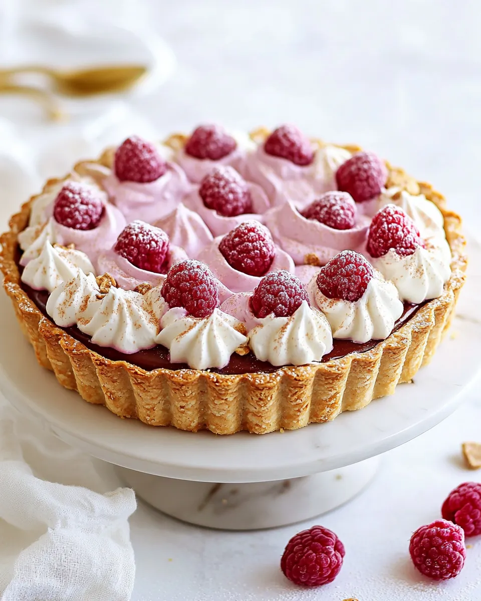 Homemade Chocolate Raspberry Smores Tart picture