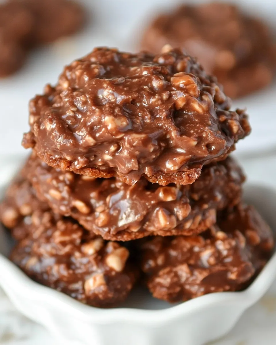 Delicious Chocolate Toffee No Bake Cookies image
