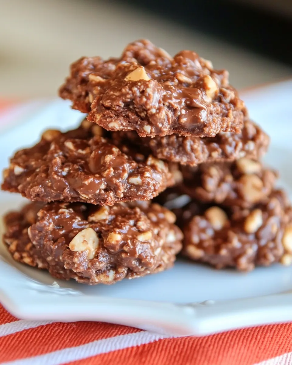 Quick Chocolate Toffee No Bake Cookies shot