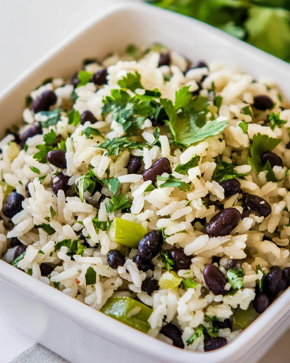 Savory Cilantro Lime Rice and Black Beans shot