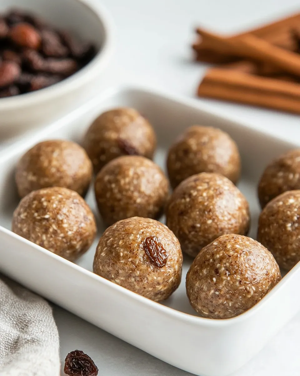 Delicious Cinnamon Raisin Protein Energy Balls shot