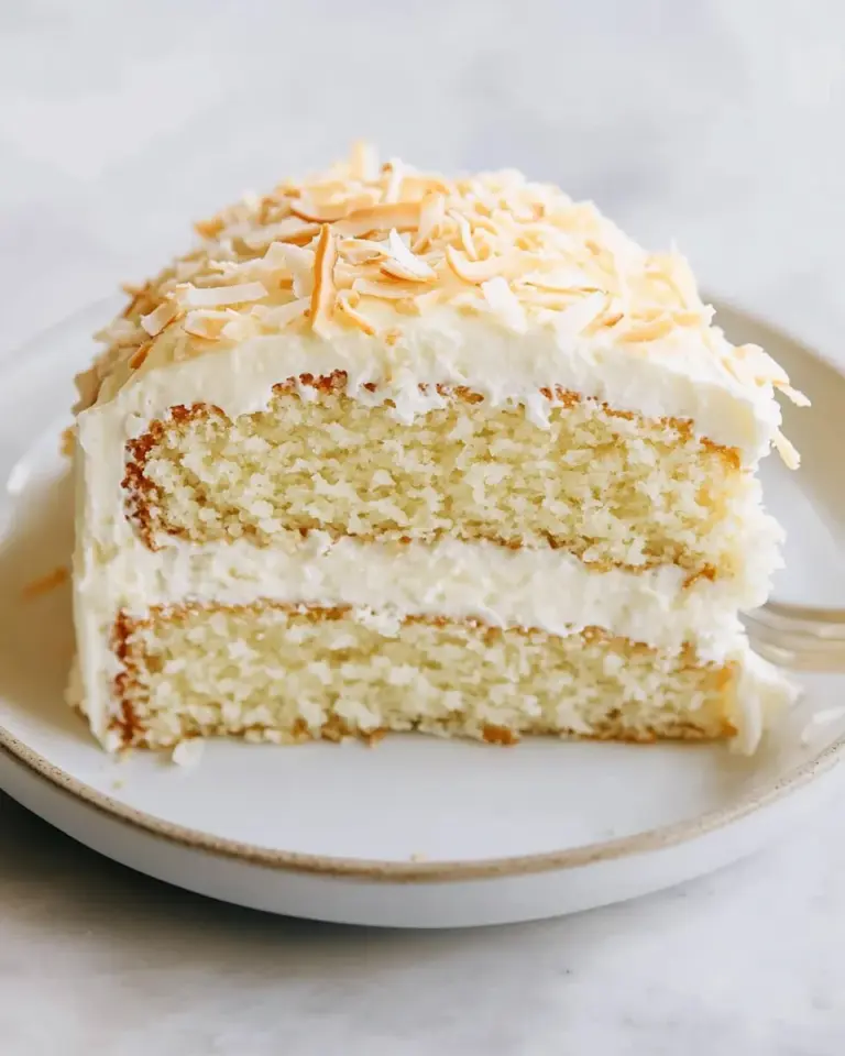 Homemade Coconut Cream Cake with Coconut Cream Cheese Frosting photo