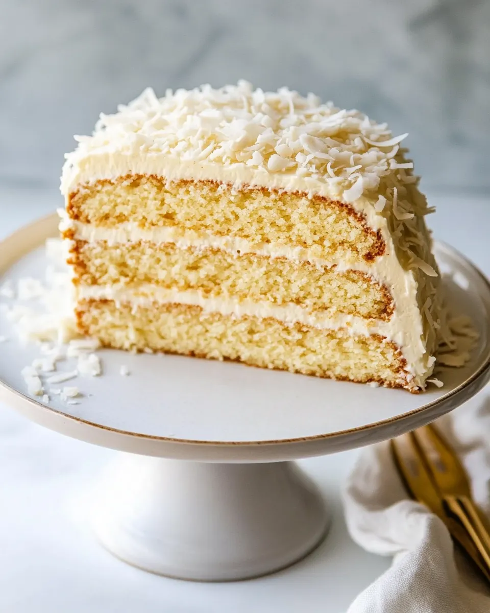 Easy Coconut Cream Cake with Coconut Cream Cheese Frosting shot