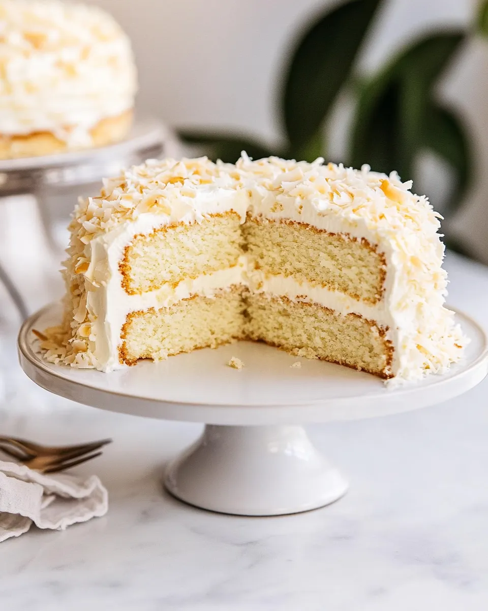 Delicious Coconut Cream Cake with Coconut Cream Cheese Frosting recipe image