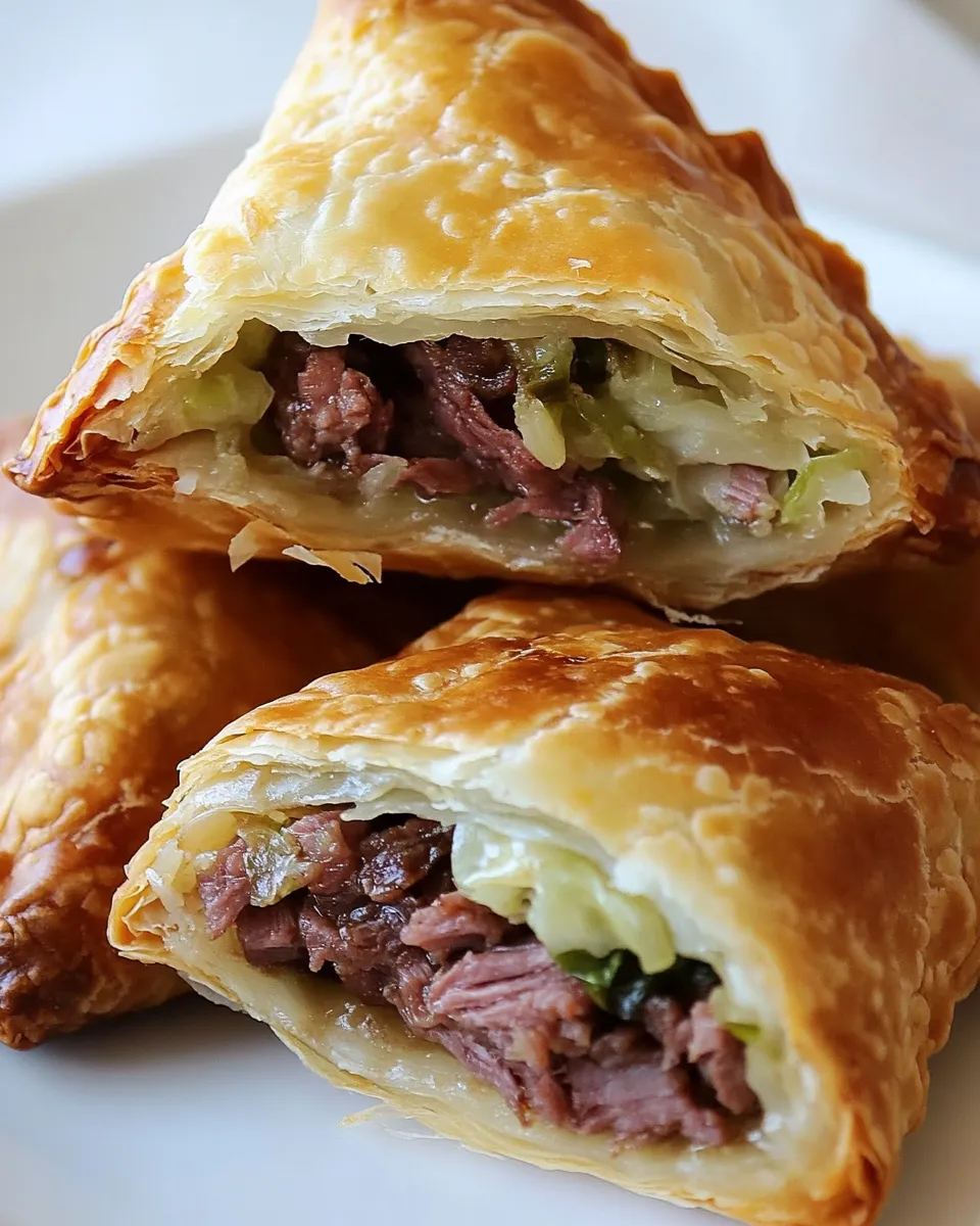 Easy Corned Beef & Cabbage Turnovers food shot