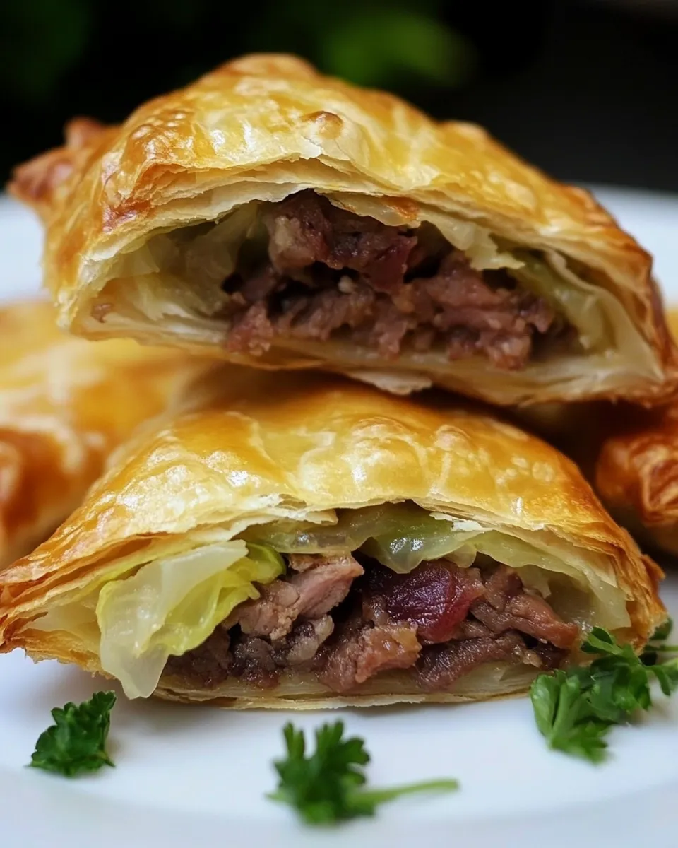 Delicious Corned Beef & Cabbage Turnovers plate image