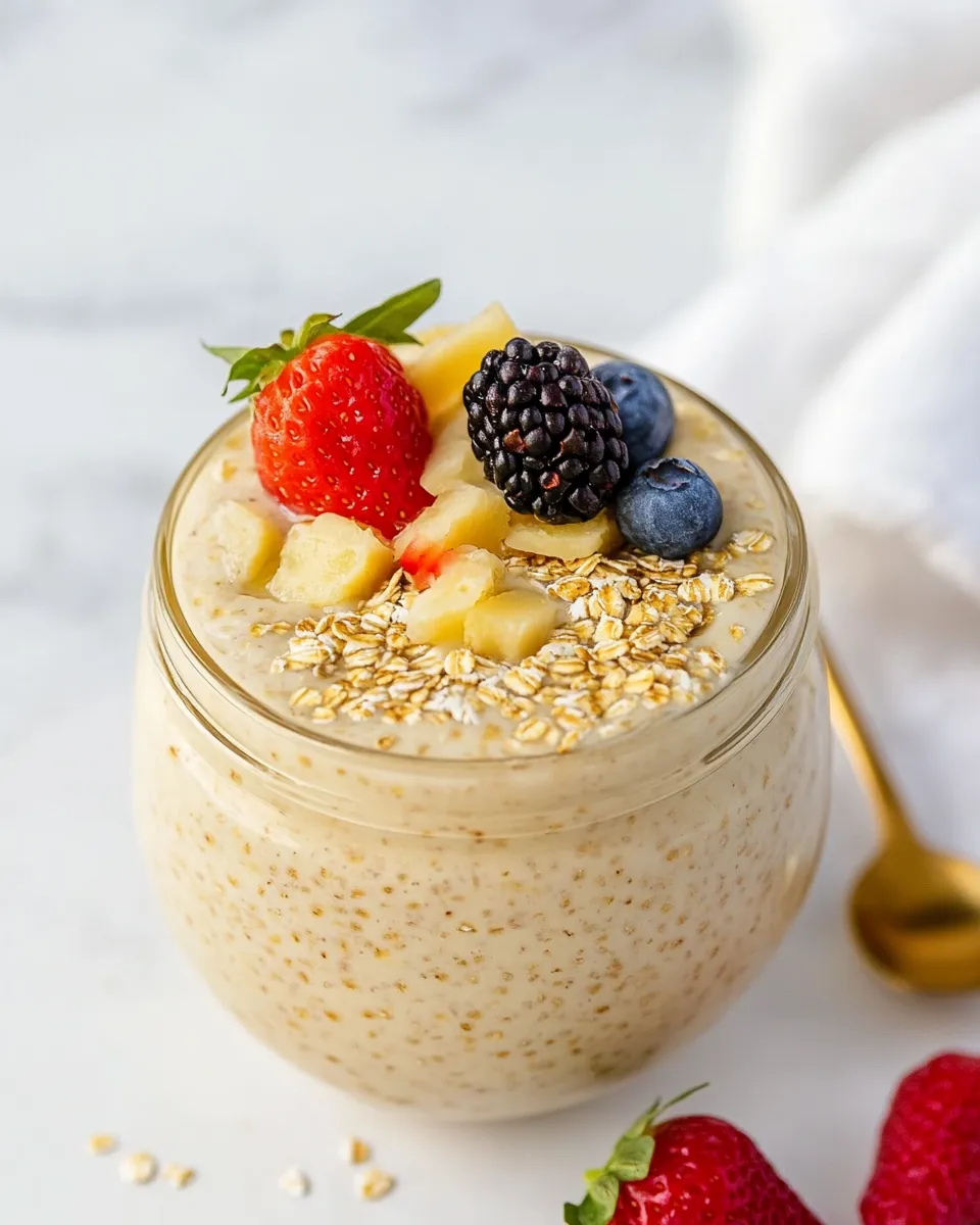 Delicious Cottage Cheese Overnight Oats shot