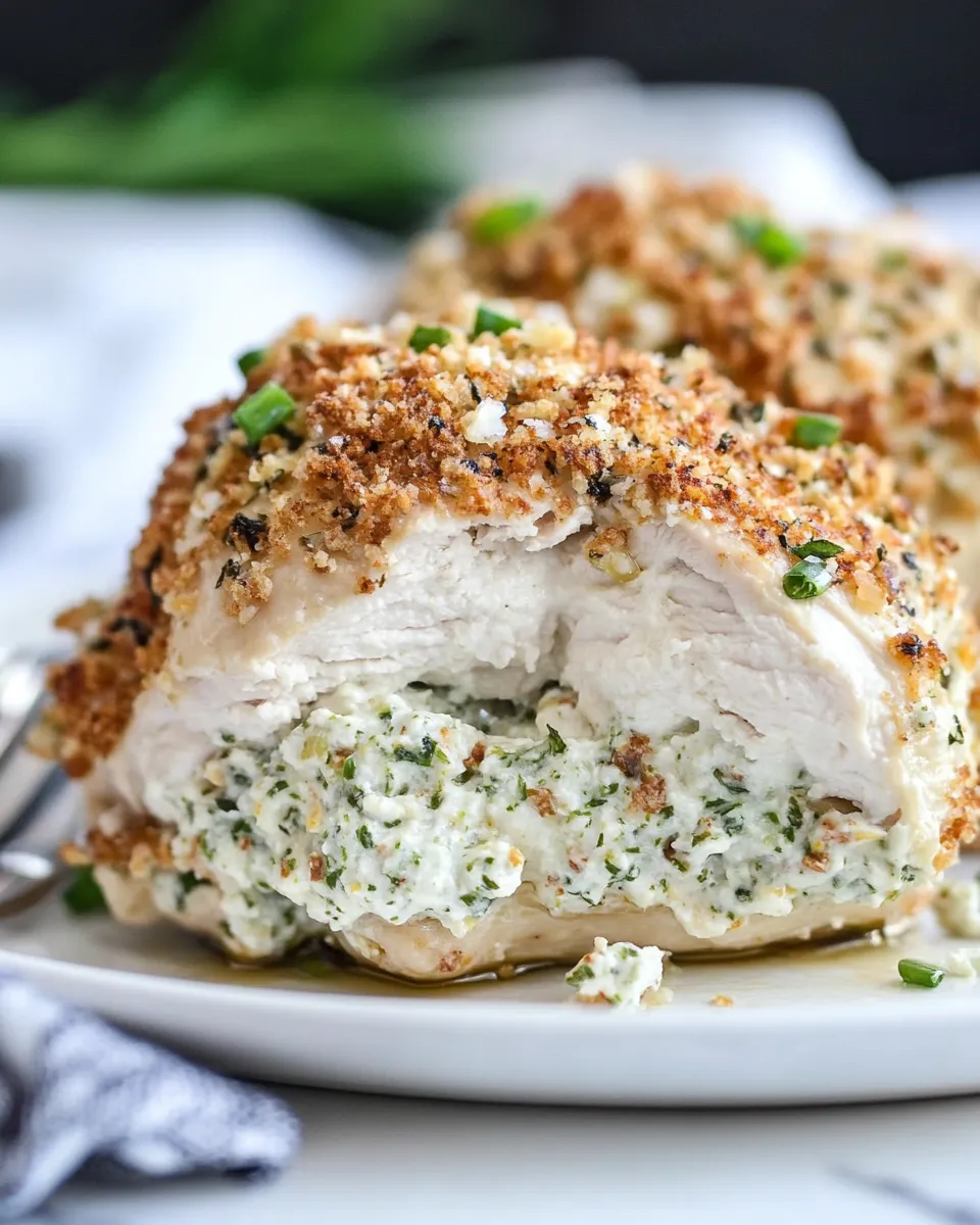 Delicious Cream Cheese Stuffed Everything Chicken shot