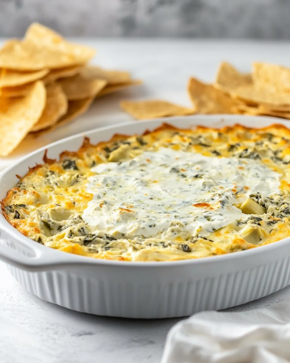 Easy Creamy Baked Spinach Artichoke Dip recipe photo