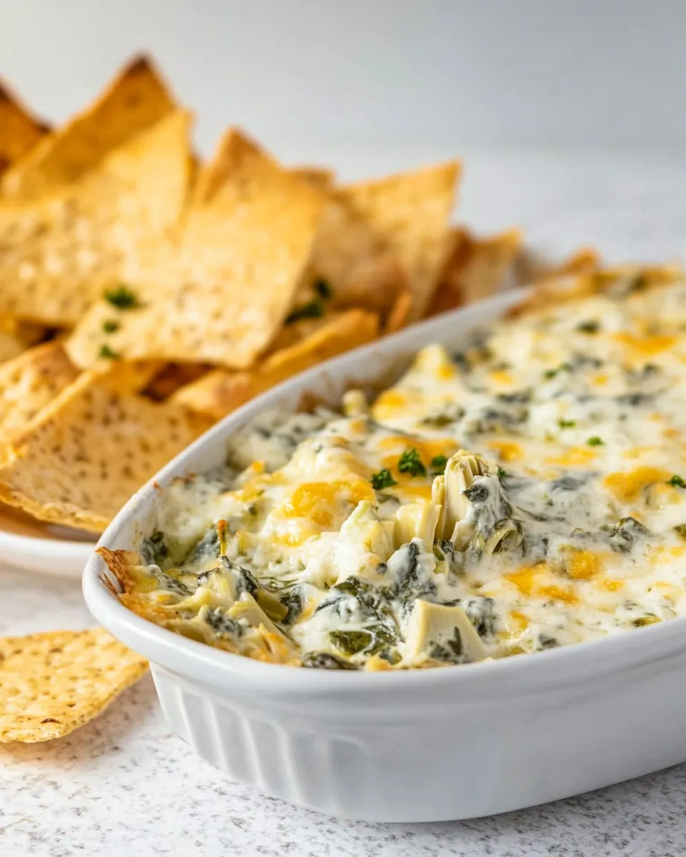 Delicious Creamy Baked Spinach Artichoke Dip shot