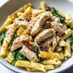 Easy Creamy Chicken Pesto Pasta with Spinach and Sun-dried Tomatoes photo