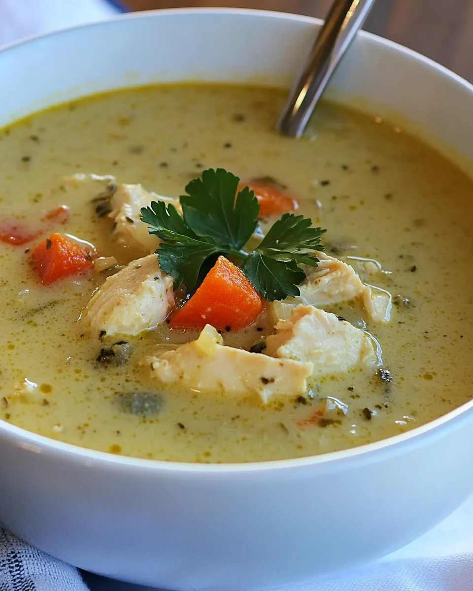 Classic Creamy Green Chile Chicken Soup Recipe image