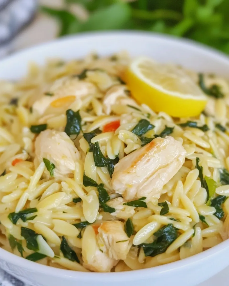 Homemade Creamy Lemon Orzo with Chicken photo