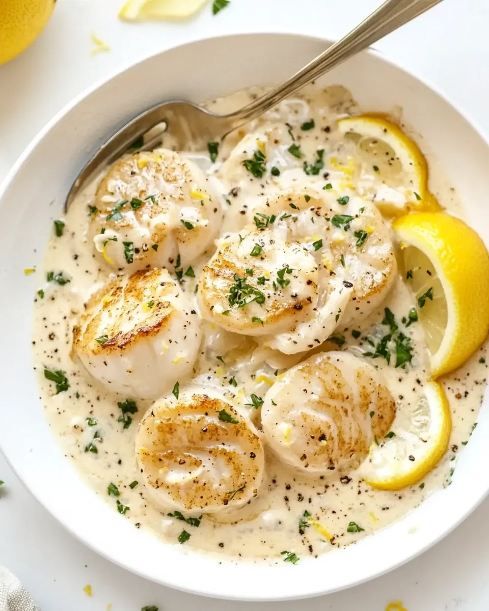 Easy Creamy Lemon Parmesan Scallops Insanely Good! recipe photo