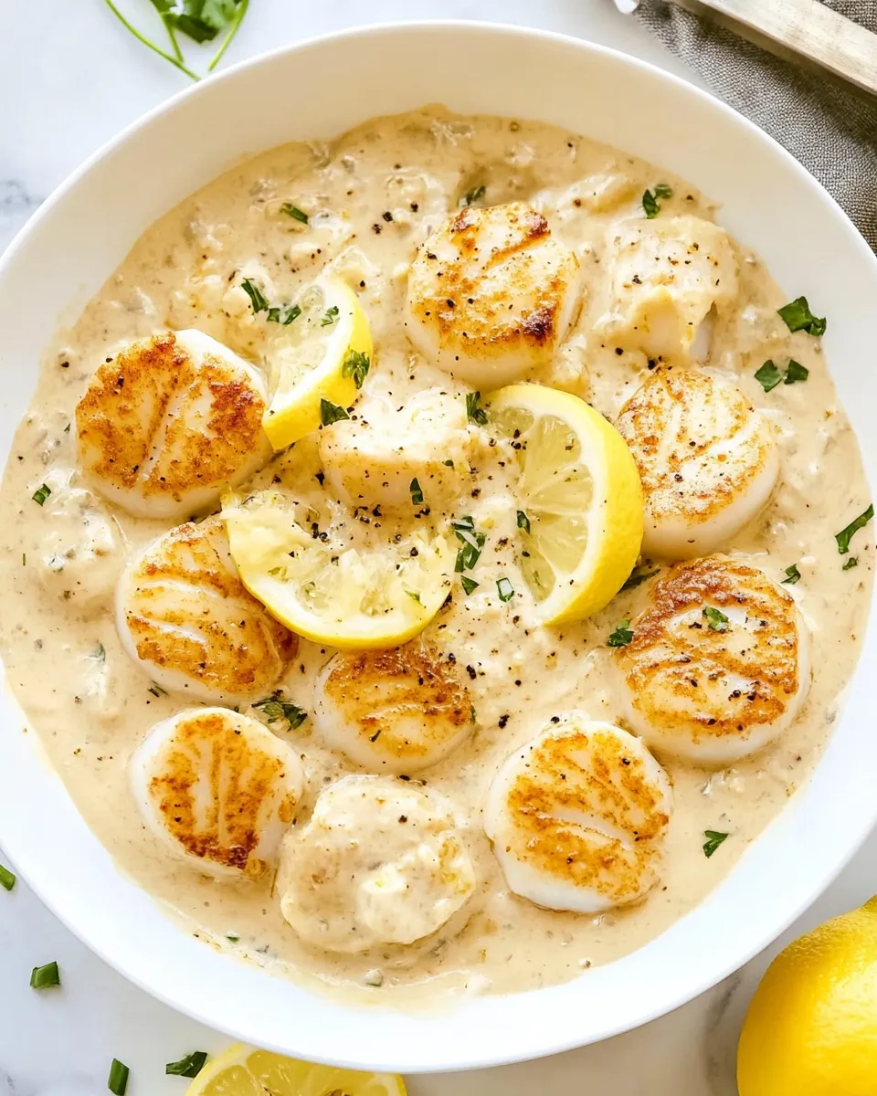 Delicious Creamy Lemon Parmesan Scallops Insanely Good! image