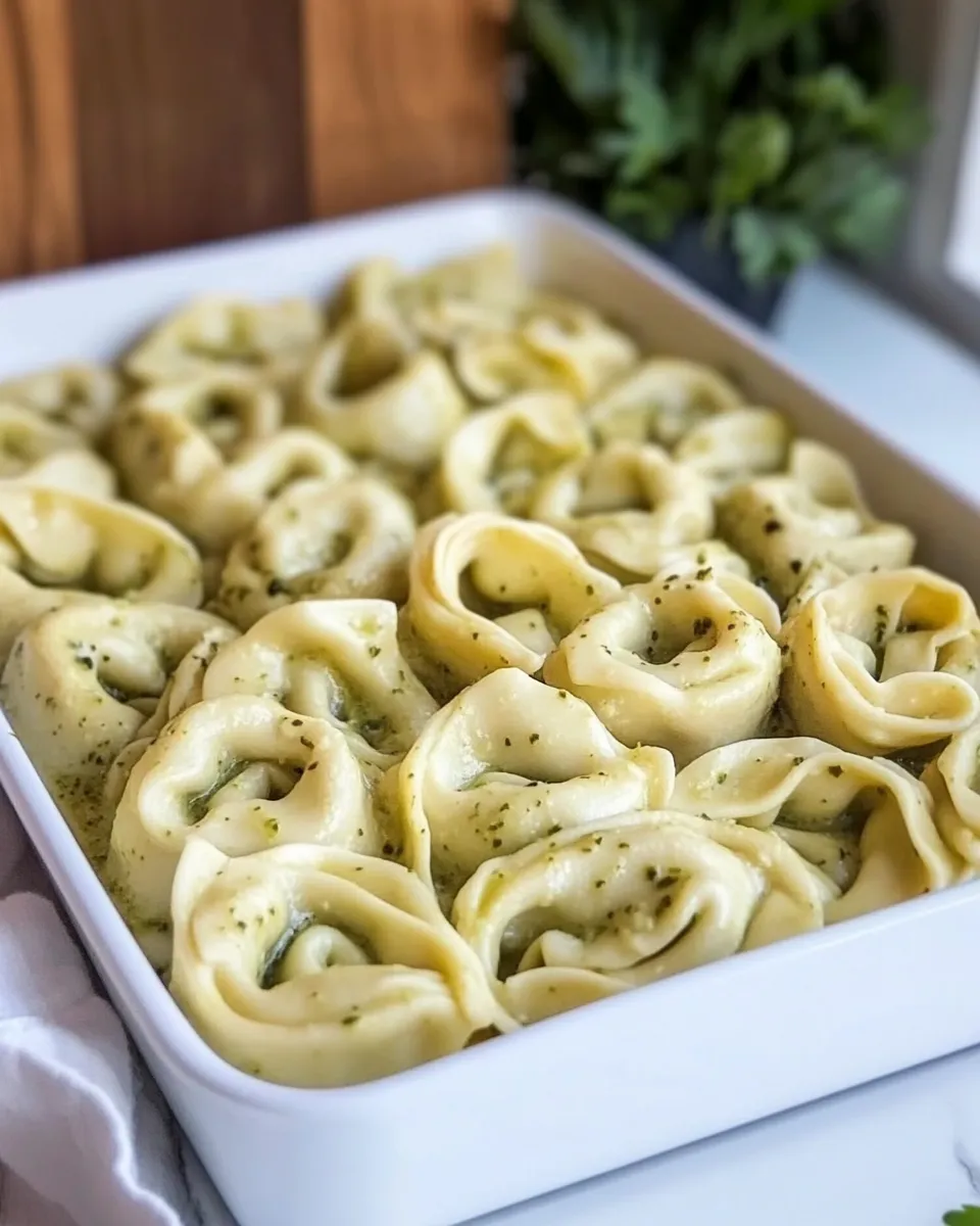 Delicious Creamy Pesto Tortellini shot