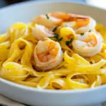 Homemade Creamy Saffron and Shrimp Pasta photo