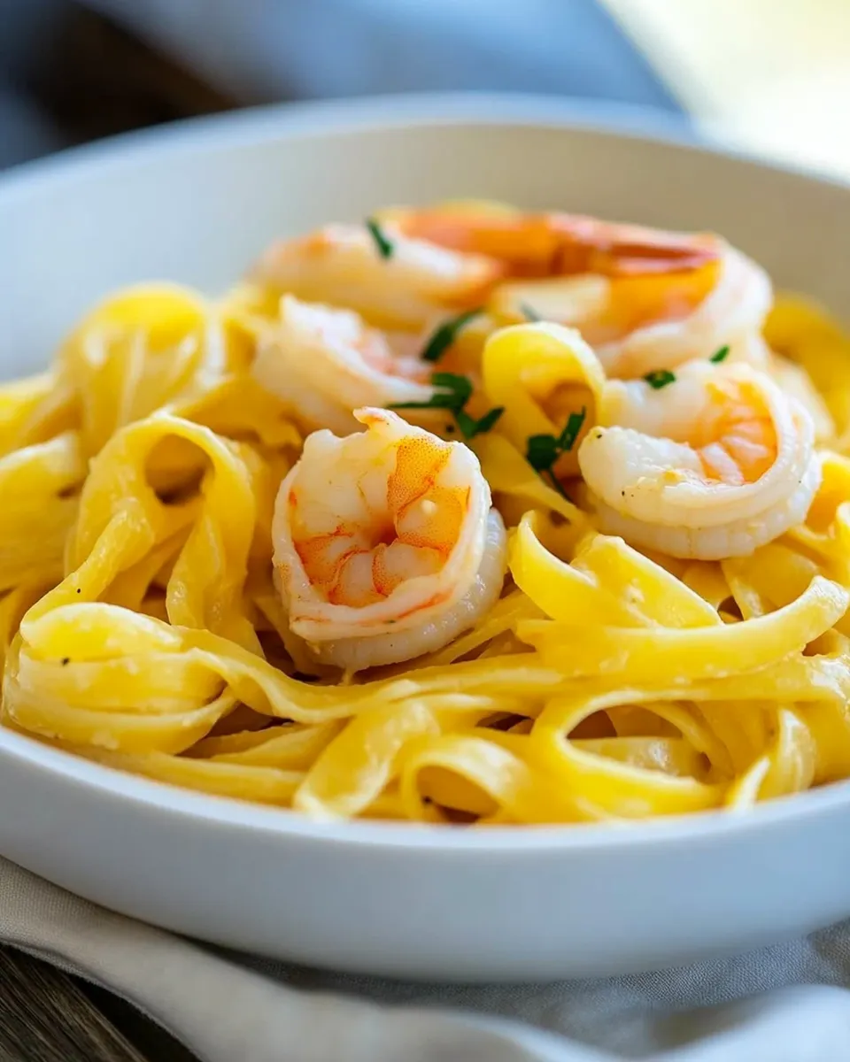 Homemade Creamy Saffron and Shrimp Pasta photo