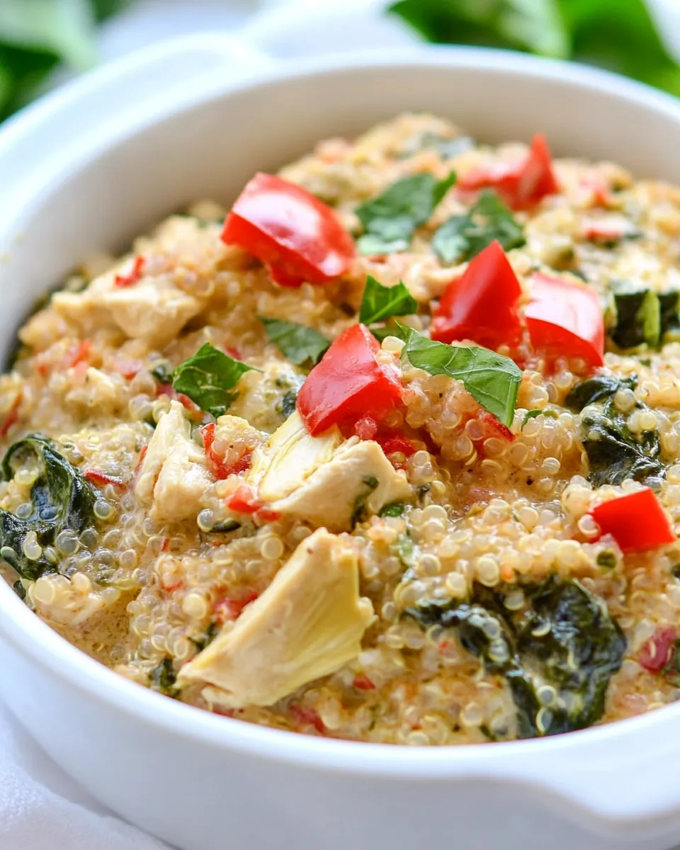 Homemade Creamy Spinach and Artichoke Chicken Quinoa photo