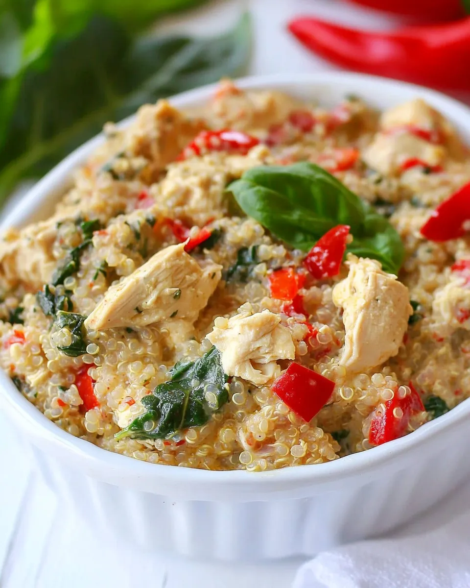 Delicious Creamy Spinach and Artichoke Chicken Quinoa image