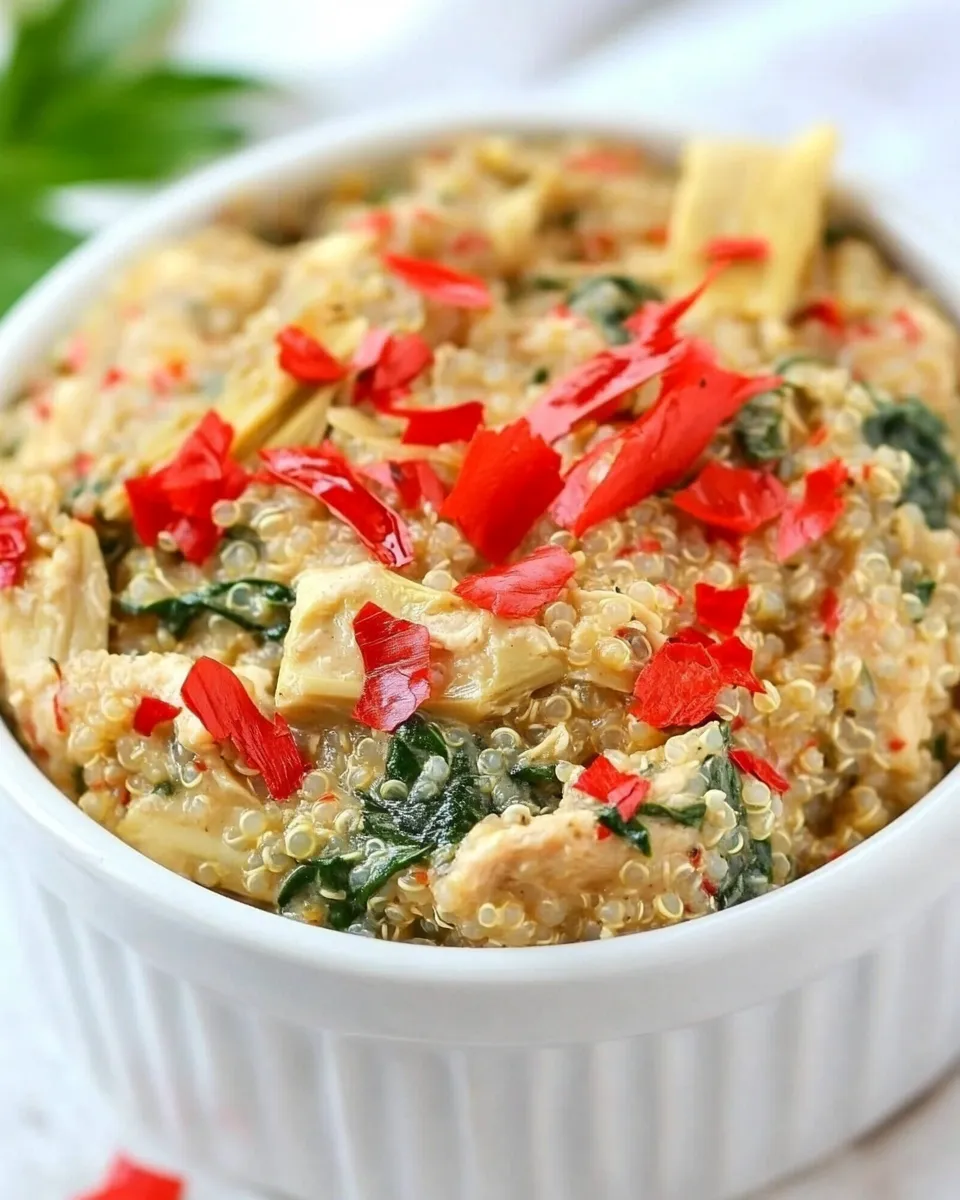 Healthy Creamy Spinach and Artichoke Chicken Quinoa recipe photo