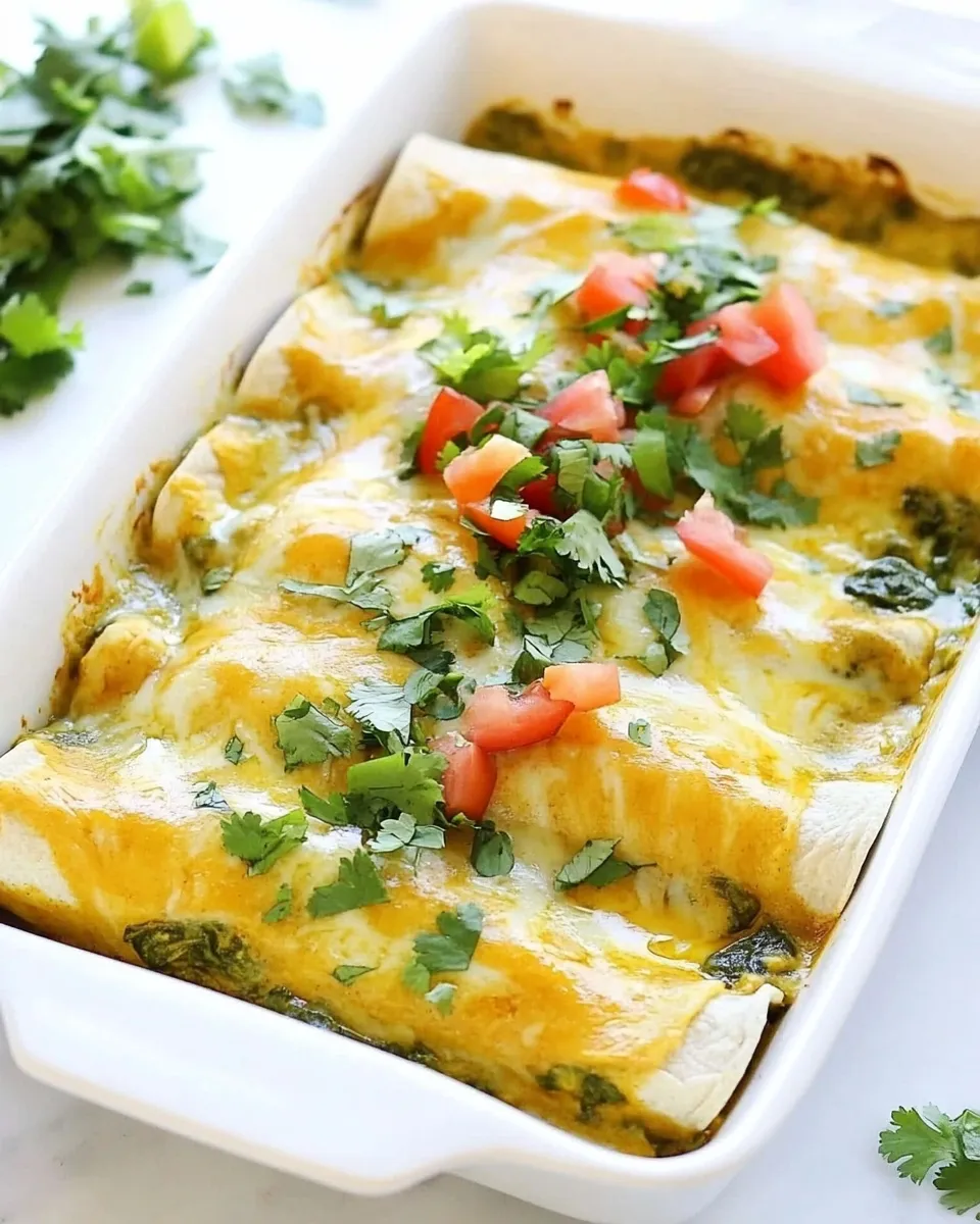 Homemade Creamy Spinach and Cheese Green Chile Enchiladas photo
