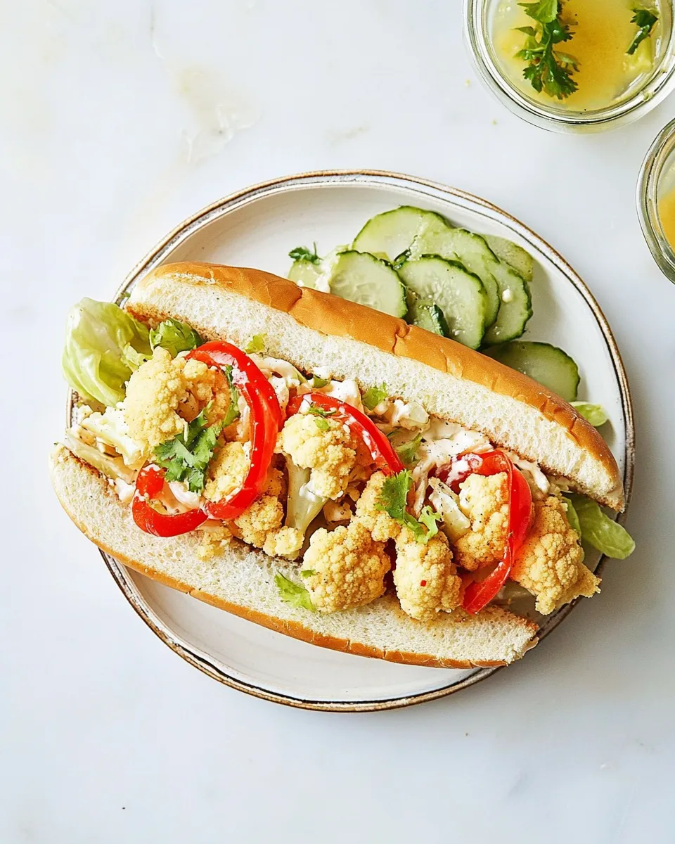 Delicious Crispy Cauliflower Po Boy Sandwich image