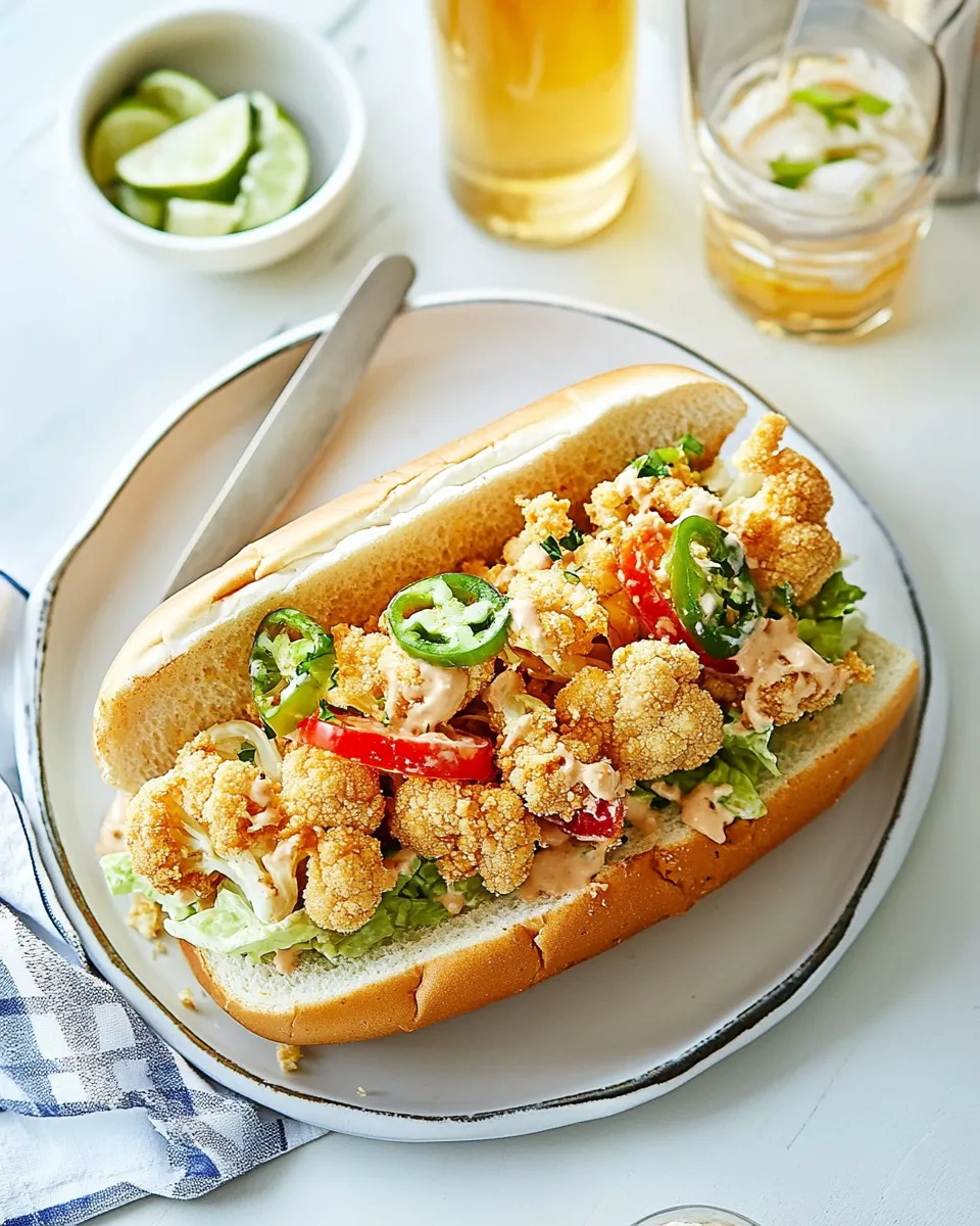 Best Crispy Cauliflower Po Boy Sandwich shot