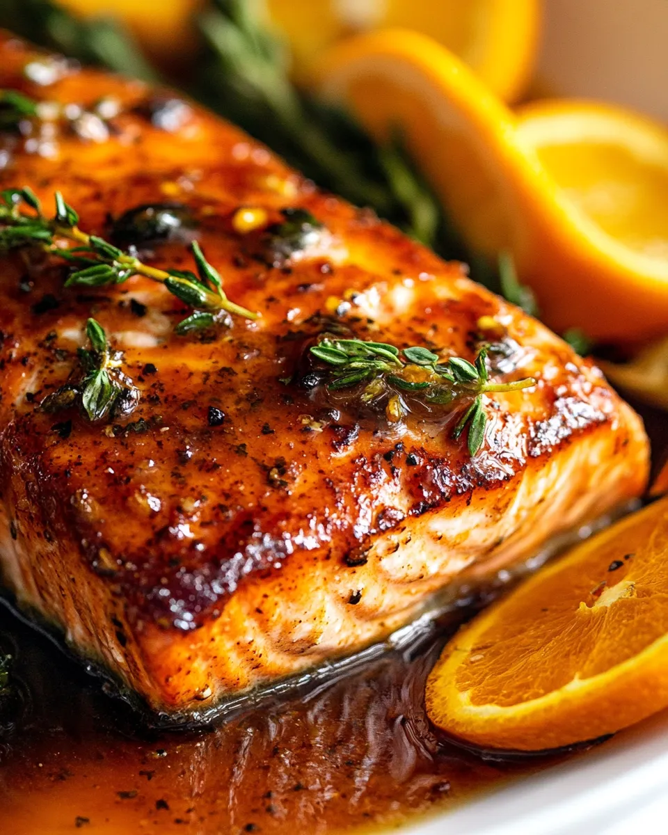 Delicious Crispy Honey Orange Glazed Salmon shot