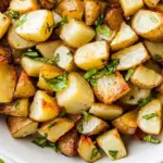 Homemade Crispy Lemon Roasted Potatoes with Fresh Basil photo