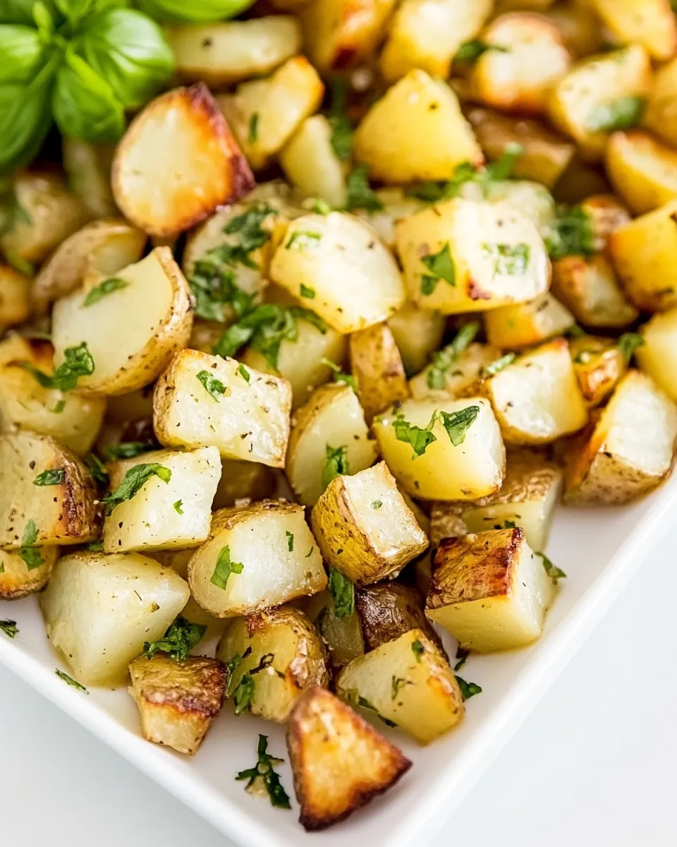 Delicious Crispy Lemon Roasted Potatoes with Fresh Basil image
