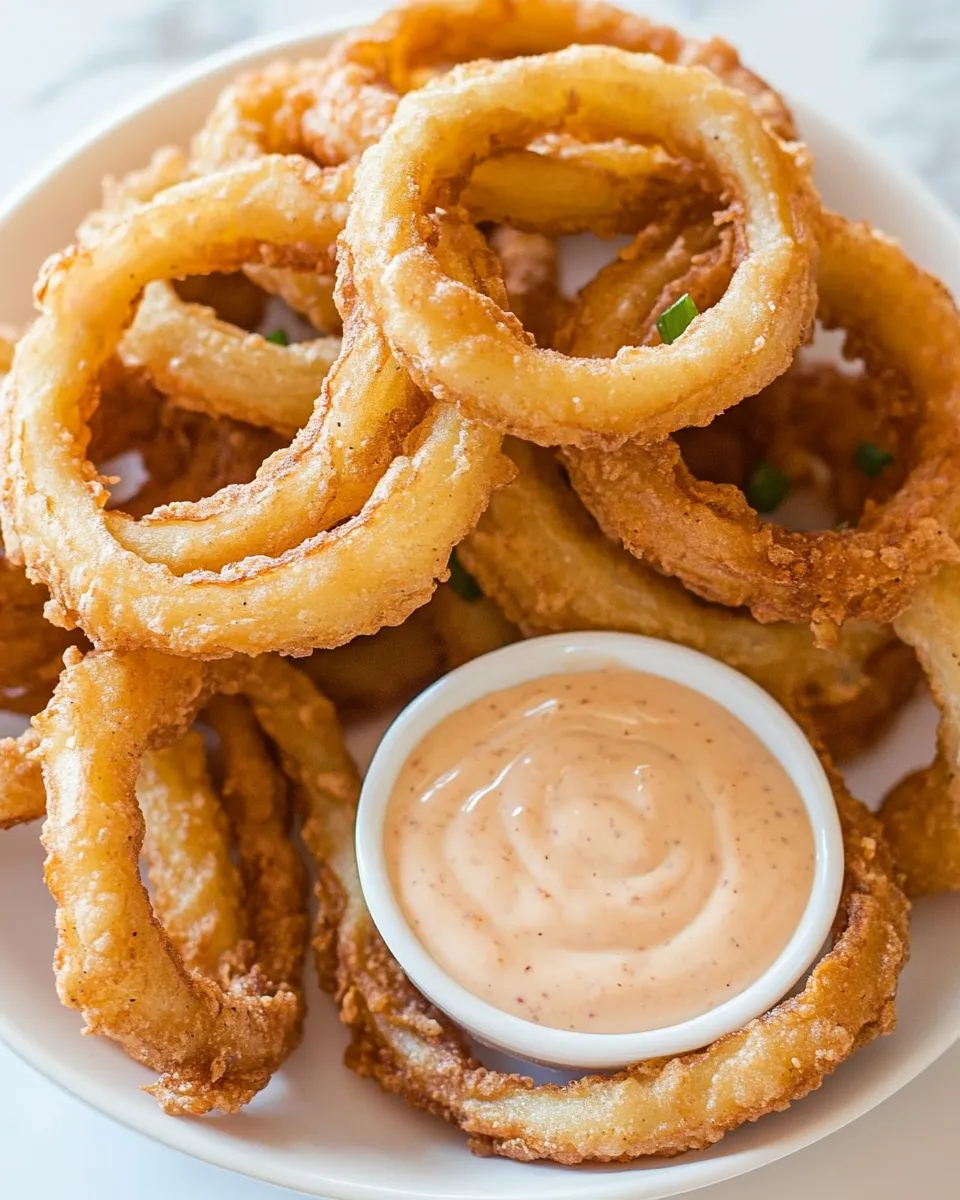 Homemade Crispy Onion Rings with Dipping Sauce photo