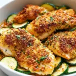 Homemade Crispy Parmesan Garlic Chicken With Zucchini photo